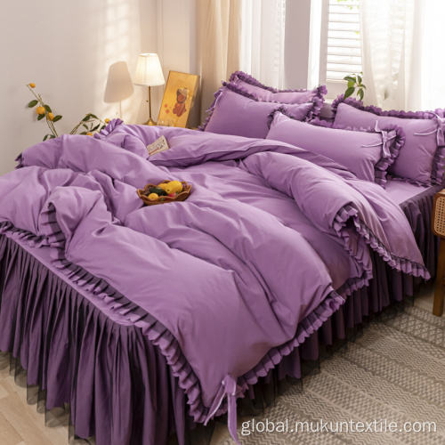 Cashmere Printing Skirts For Bed korean bedskirts set with Lace Matching Bed Skirt Supplier